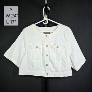 Torrid Denim Jacket Womens Plus 3X 22/24 White Cropped Bolero Short Sleeve